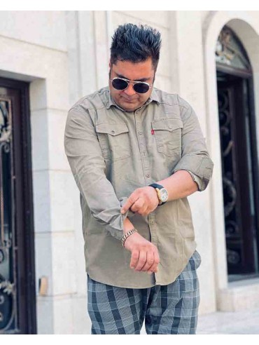 پیراهن آستین بلند کتان کد 1107